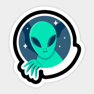 Cute Alien Face Coming From Stars - Amazing Art Of Peace Sticker